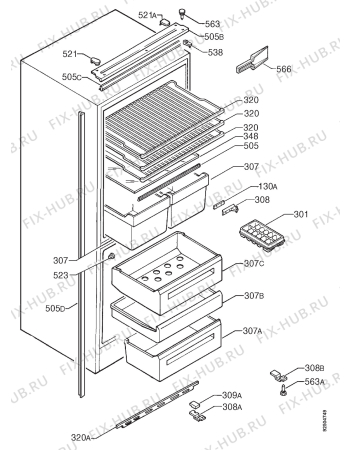 Взрыв-схема холодильника Etna A5621F - Схема узла Housing 001
